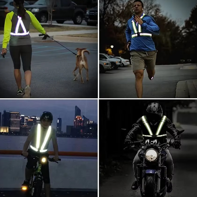 Colete de segurança equipamento de equitação 4x1.5cm suprimentos ao ar livre colete reflexivo noite correndo ciclismo pano reflexivo ajustável