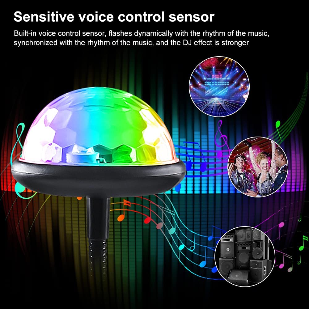 USB Mini Disco Ball Lights RGB Dj Lighting Sound Party Auto Multi Color Car Atmosphere Light Room Decorations Lamp Strobe Light