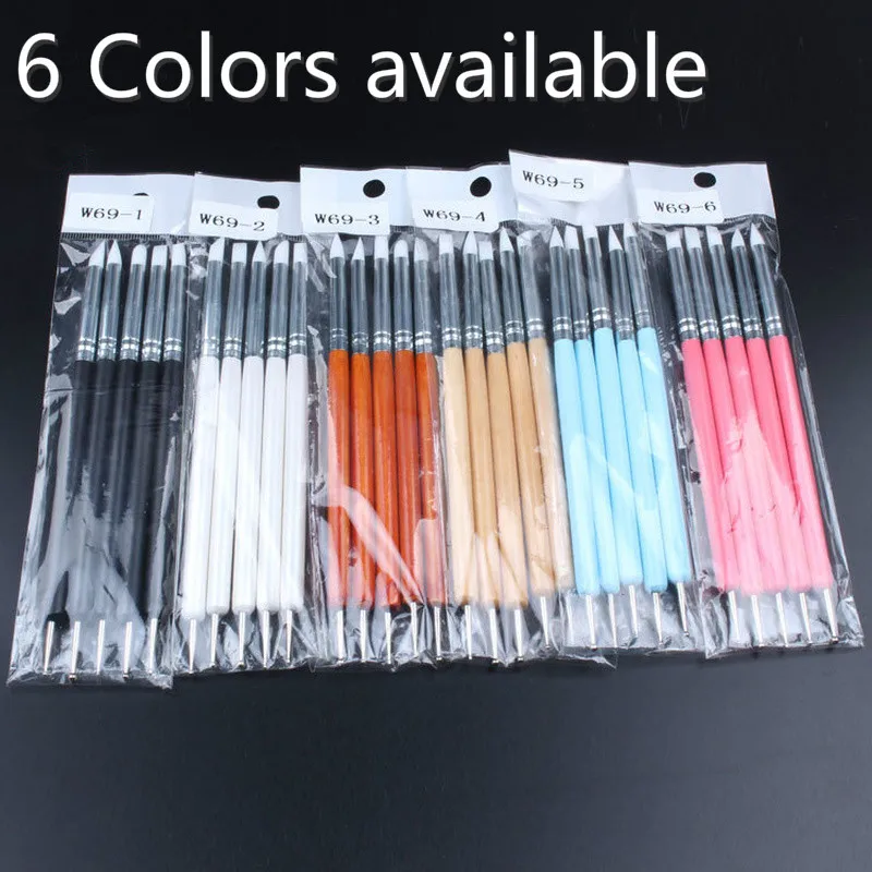Mới 6 Màu 5 Cái/bộ Inox 2 Đầu Điêu Khắc Polymer Và Mềm Mại Đồ Gốm Đất Sét Dụng Cụ Silicone Để Tạo Hình Nghệ Thuật Shaper dụng Cụ