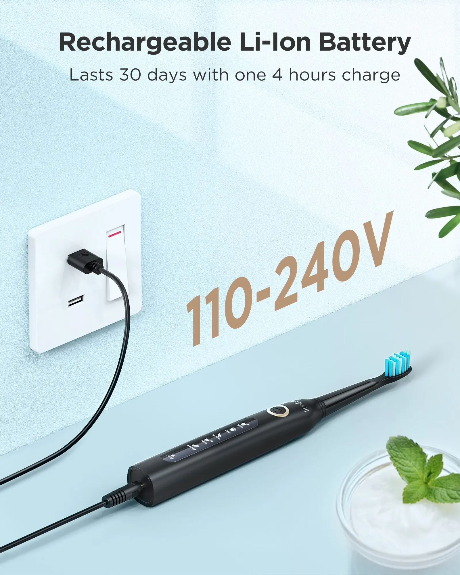 Fairyill電動音波歯ブラシUSB充電FW-507充電式防水電子歯ブラシ交換ヘッド大人用