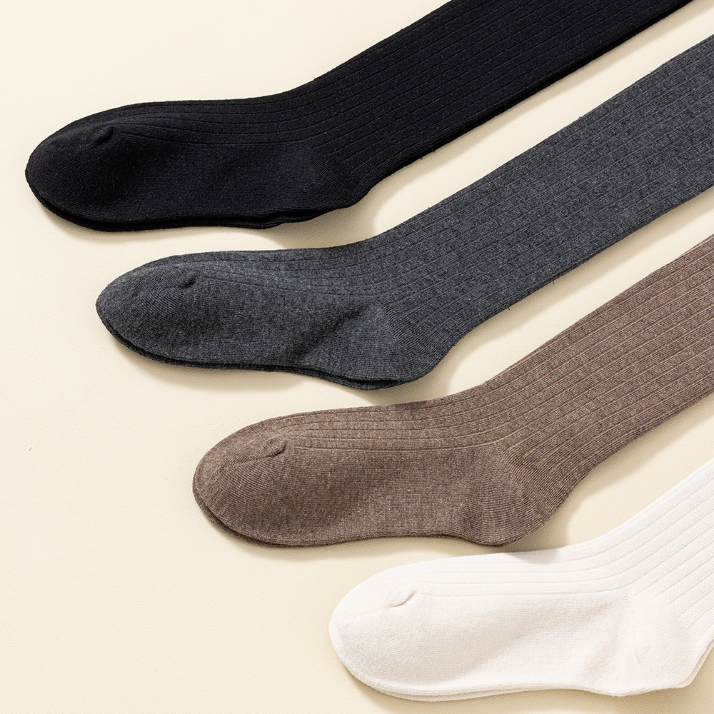 Sữa Trắng Nối Đầu Gối Dành Cho Phụ Nữ Vào Mùa Thu Và Mùa Đông Ống Dài Kéo Dài Cotton Nhật Bản Kaki Cao Cấp Tất Đùi màu Be