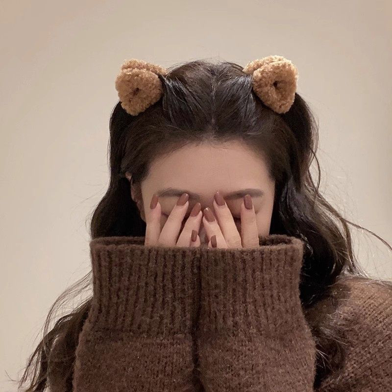 2Pcs Plüsch Katze Ohren Form Haar Clips Frauen Süße Nette Beige Ente Schnabel Clip Haarnadel Mode Mädchen Headwear Haar zubehör