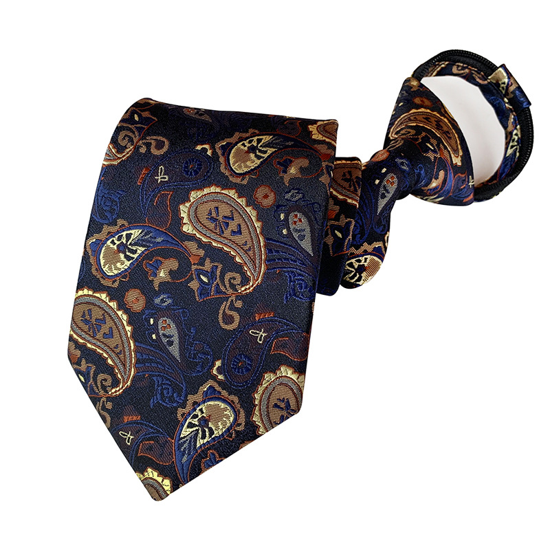 Vorgebundene Krawatte für Männer und Frauen, Paisley-Stil, Reißverschlusskrawatte, karierte Streifen, Jacquard, klassisch, 8 cm, Business-Krawatte für Männer, Hochzeitsaccessoires