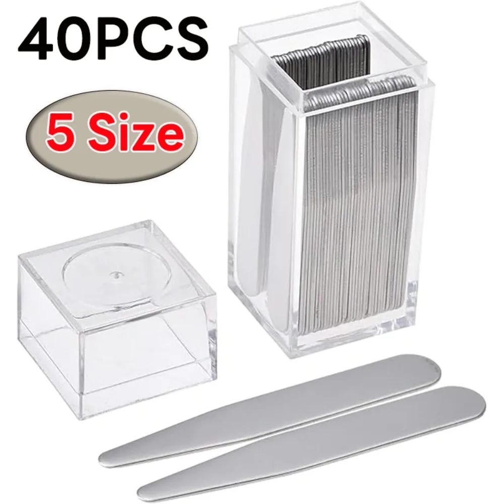 40 peças 2.0 "2.2" 2.5 "2.7" 3.0 "camisas de aço inoxidável colarinho permanece ossos modelador para camisa de vestido masculina joias de festa de negócios