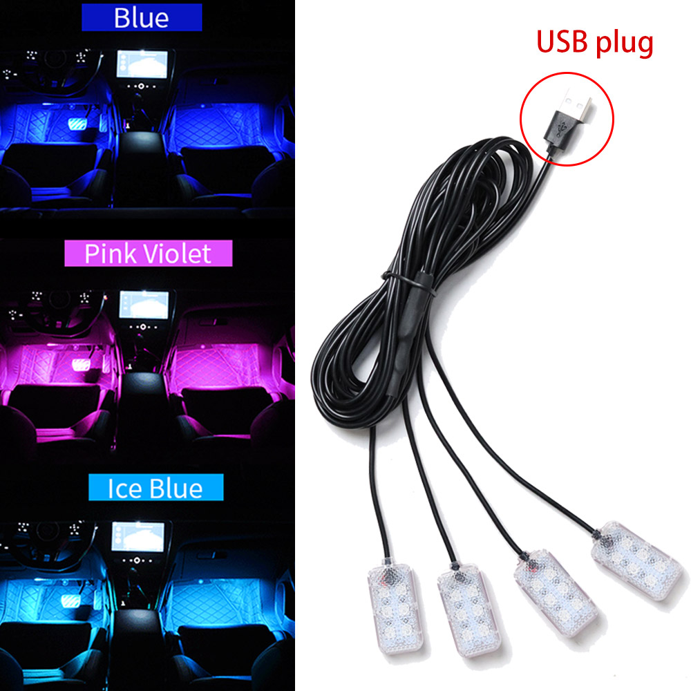 ใหม่ LED ภายในรถ Ambient Foot Strip Light Kit Backlight 5V USB Auto ตกแต่งบรรยากาศโคมไฟนีออนอุปกรณ์เสริมรถยนต์