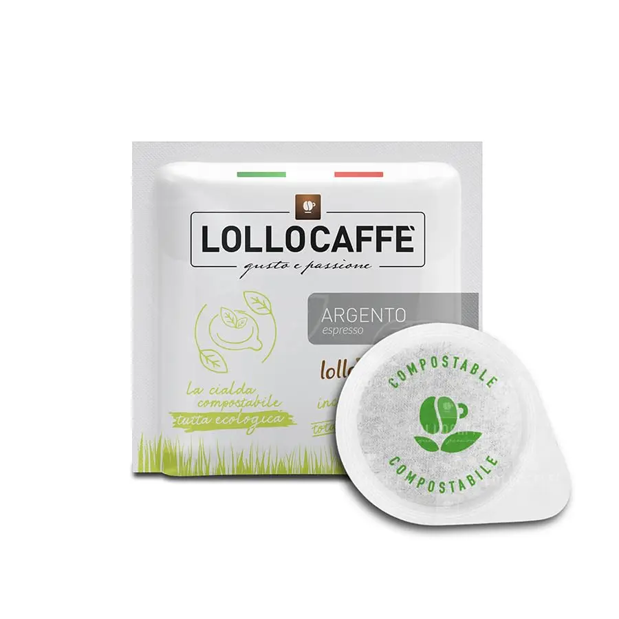 Café gaufré compostable Lollo, mélange d'argent, 600 dosettes, système ESE