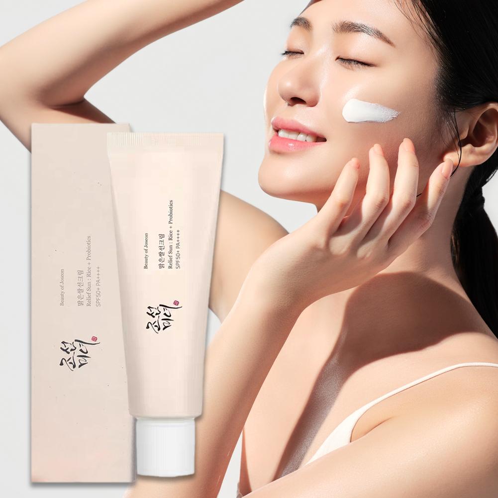 Protector solar SPF50 +, bloqueador Solar probiótico de arroz coreano, crema para blanquear la piel, bloqueador solar Anti UV, suero hidratante suave Facial, 50ml