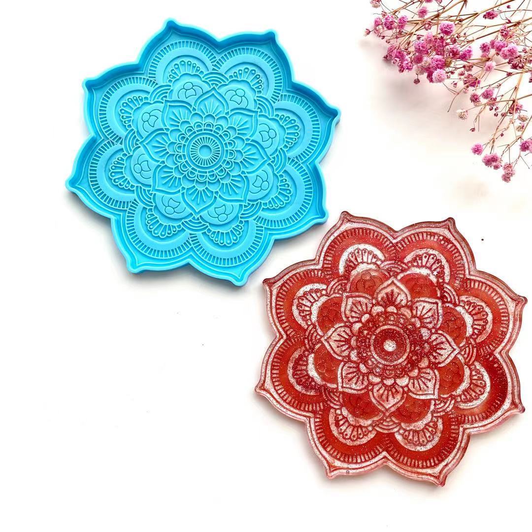 Mandala Coaster Silicone Mold Round Tray Cup Mat Epoxy Resin Casting Mould For DIY Resin Crafts Home Decoration Making Tools