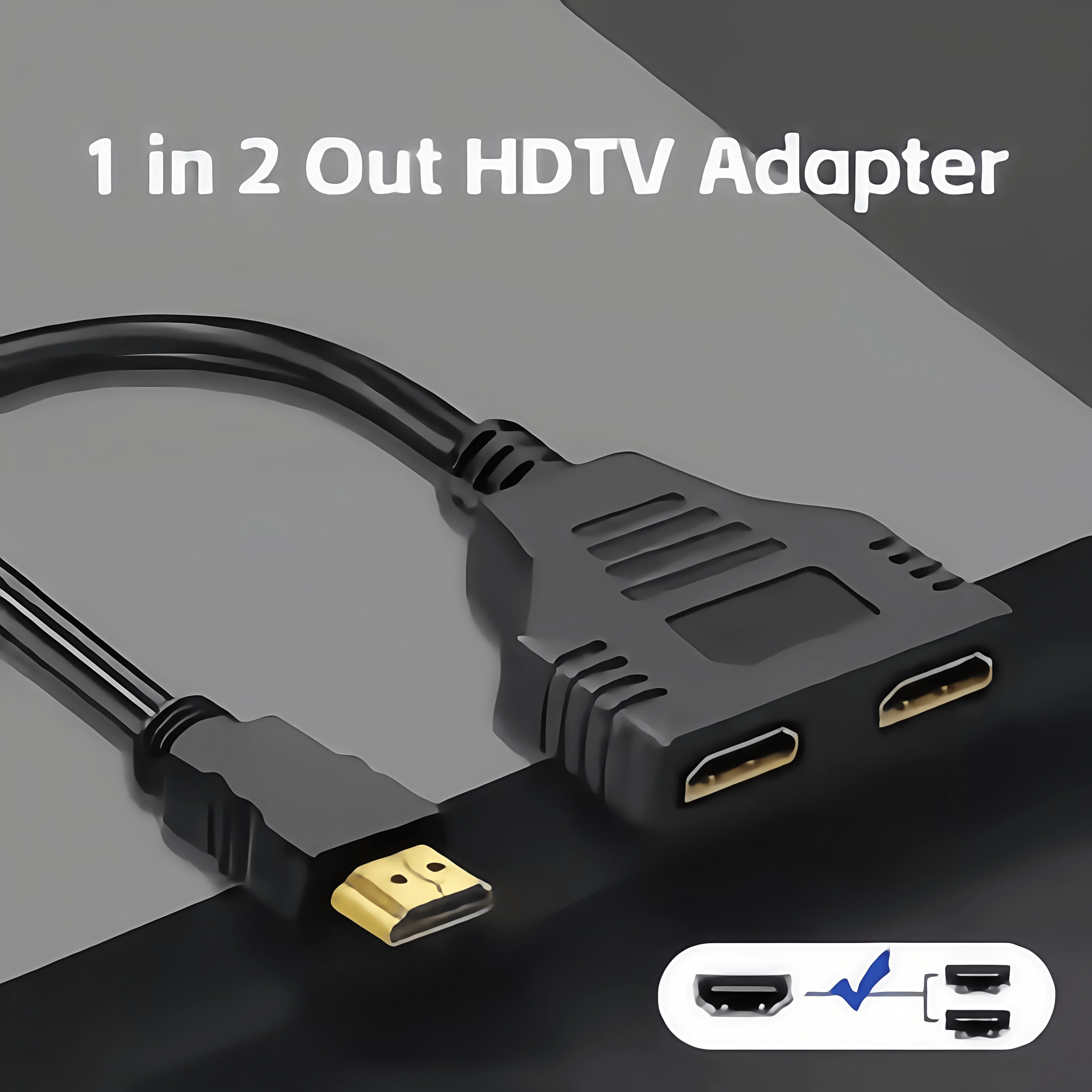 1 auf 2 HDMI-Splitter-Adapter – 1080P HD-Signalduplikator, männlich auf 2 weiblich Y-Kabel für Dual-Monitor/TV-Setup