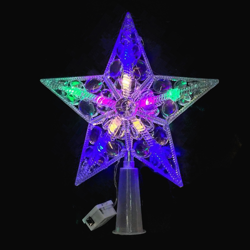 1Pcs LED Christmas Tree Ornaments Toppers Stars Light With Battery For Home Decorations Xmas Trees Lamp New Year 2026 Navidad