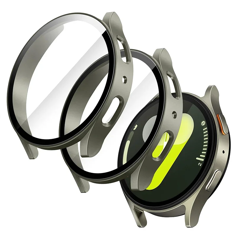 กระจกนิรภัย + กรณีสําหรับ Samsung Galaxy Watch 7/6/5/4 44 มม.40 มม.PC กันชนป้องกันหน้าจอ Galaxy นาฬิกา FE อุปกรณ์เสริม