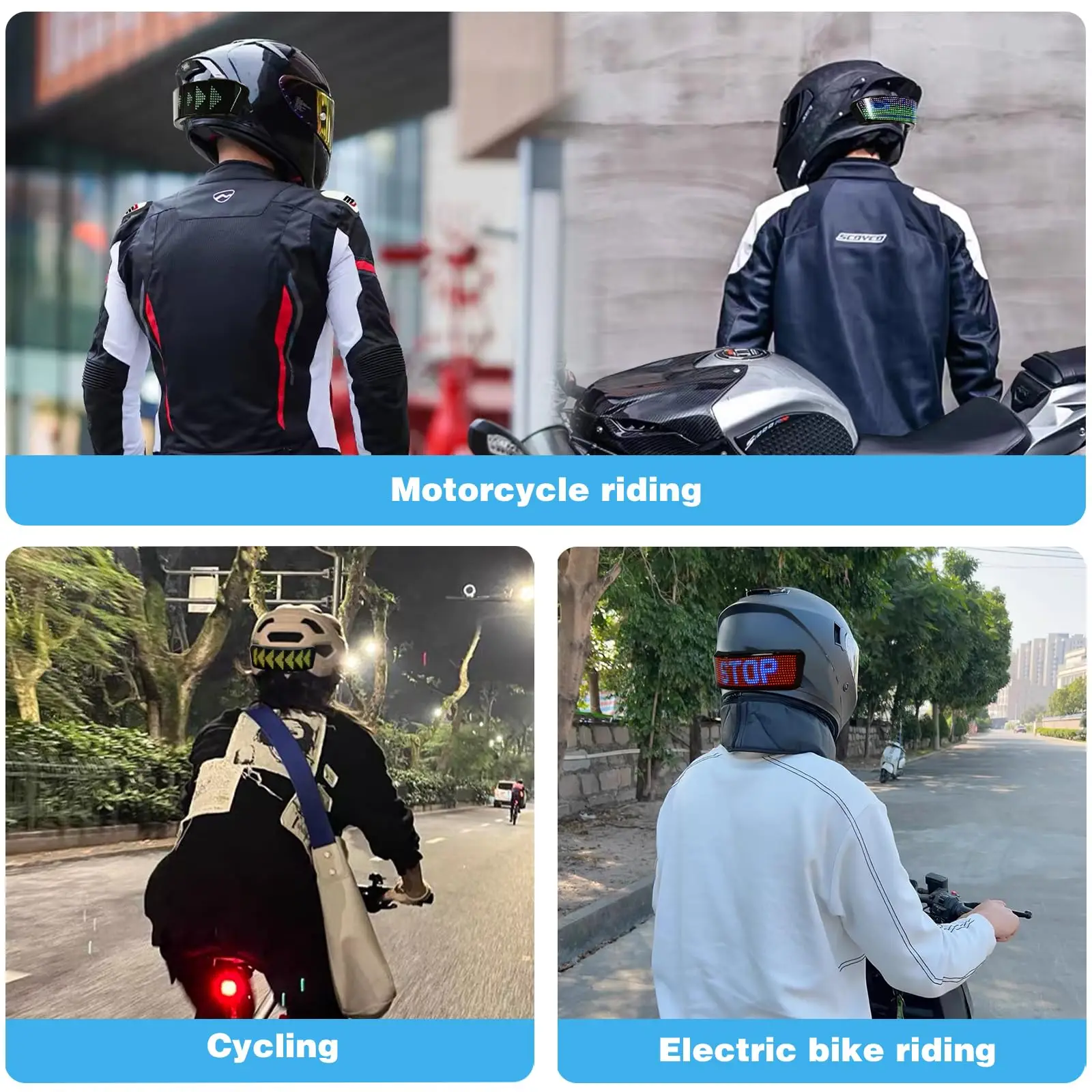 Led Helm Display Motorrad Helm Warnung Licht Nacht Reiten DIY RGB Fahrrad Helm Rücklicht APP Programmierbare LED Bildschirm