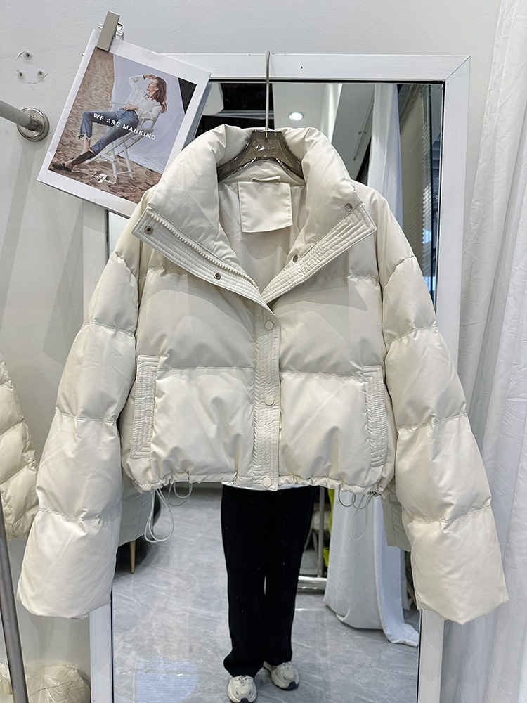 冬ショート Pu レザーダウンコットンジャケット女性のパンスタイルコート韓国語バージョンルーズフィットジッパーポケット肥厚ポリエステル