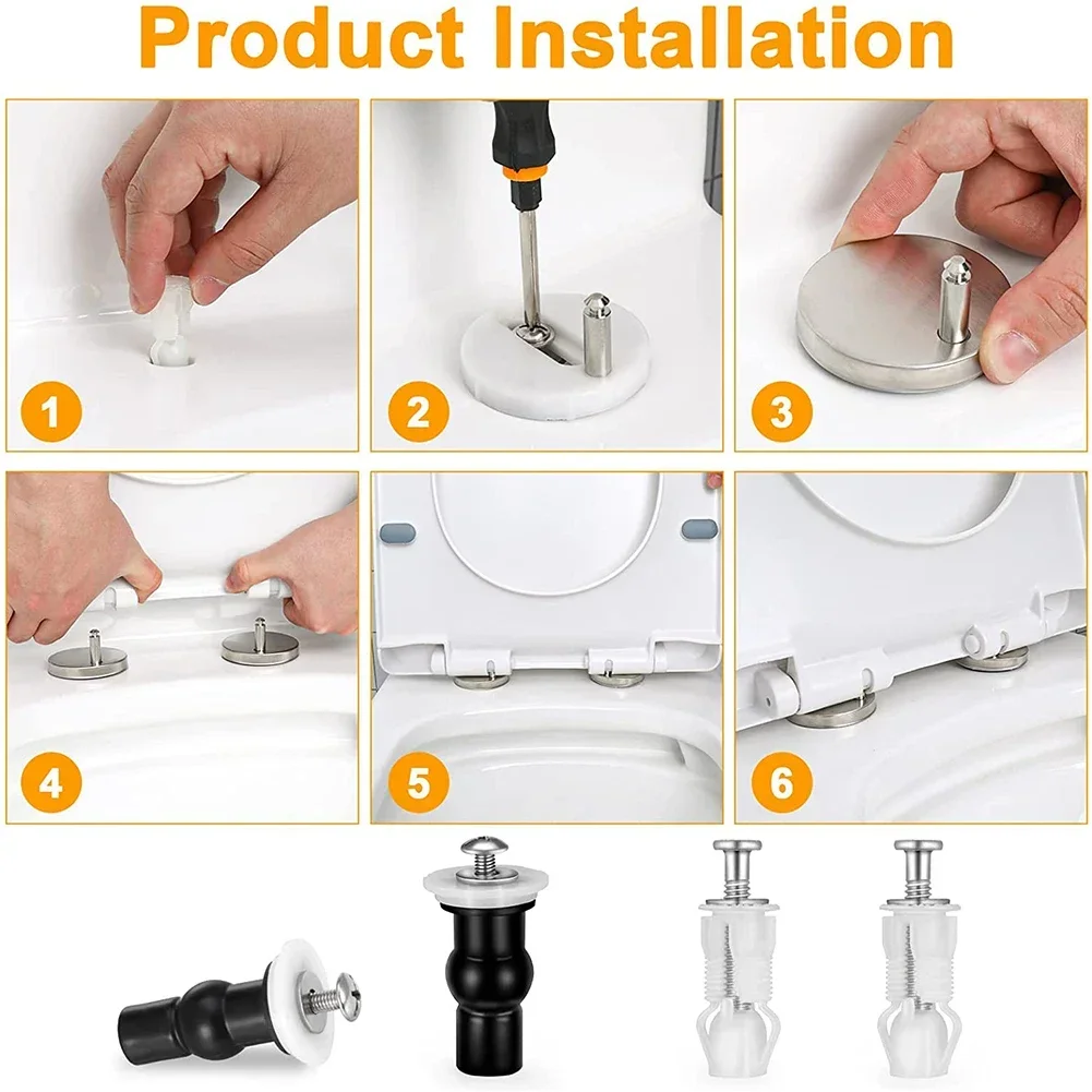 4/2 Uds tornillos para asiento de inodoro tapa de tuerca fijación superior Kits de montaje de orificio ciego accesorios de baño tornillos de asiento de inodoro de repuesto