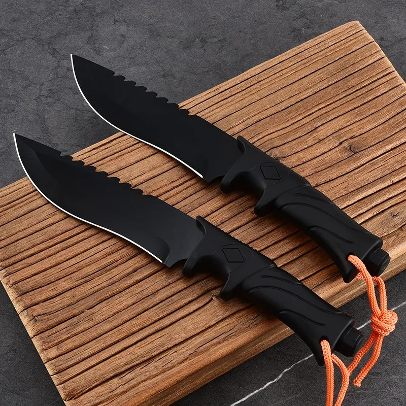 Coltello dritto da esterno, alta durezza e addensato, coltello da carne di sopravvivenza portatile, coltello da pesca affilato per il campeggio e la pesca
