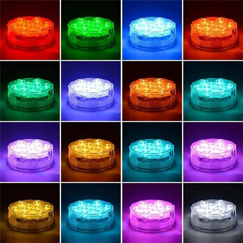 10Led 수영장 빛 원격 제어 RGB 다이빙 물고기 빛 LED 수 중 램프 선박/자동차 장식 램프 꽃병 수족관