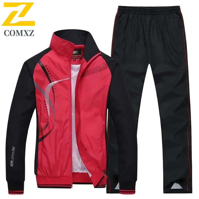 Homens roupas esportivas nova primavera outono agasalho 2 peça define terno esportivo jaqueta + calça moletom masculino moda impressão roupas tamanho L-5XL