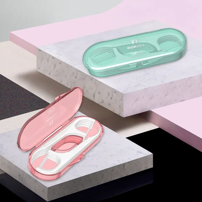 10Pcs/Box Portable Floss Toothpick Box Toothpick Floss Storage Box Floss Toothpick Set Teeth Cleaner with Storage Tube Gift