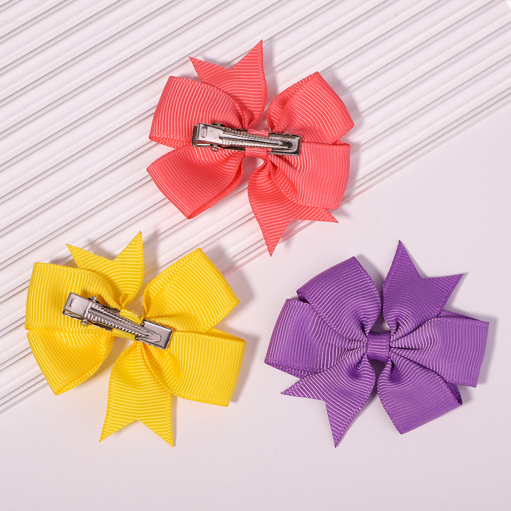 10 teile/satz Solide Farben Ripsband Bögen Clips Haarnadel Mädchen haar bögen Boutique Haar Clip Headware Kinder Haar Zubehör