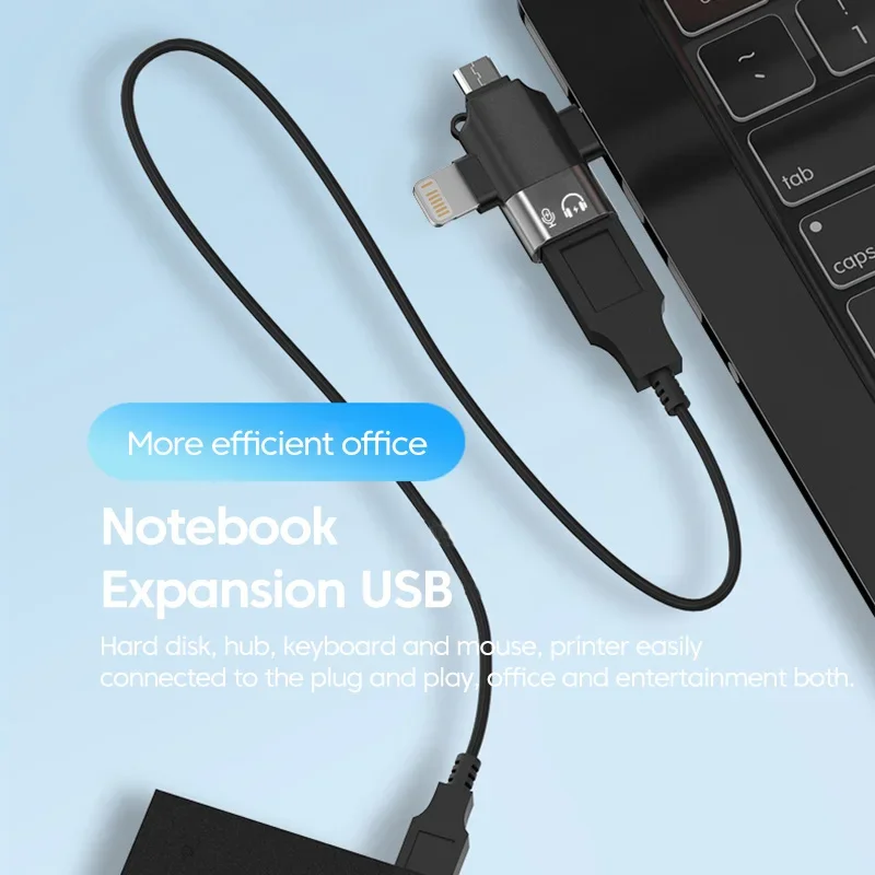 Adapter OTG 3 w 1 USB3.0 na Micro USB/Typ C/Lightning Konwerter dla iphone Xiaomi Samsung Mysz Klawiatura U Pendrive