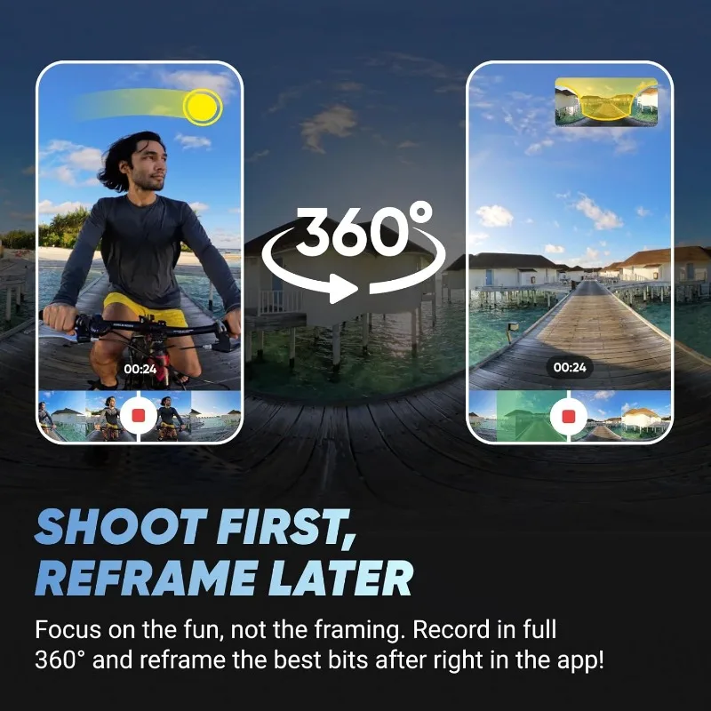 X4 Standard Bundle - Waterproof 8K 360 Action Camera, 4K Wide-Angle Video, Invisible Selfie Stick Effect,