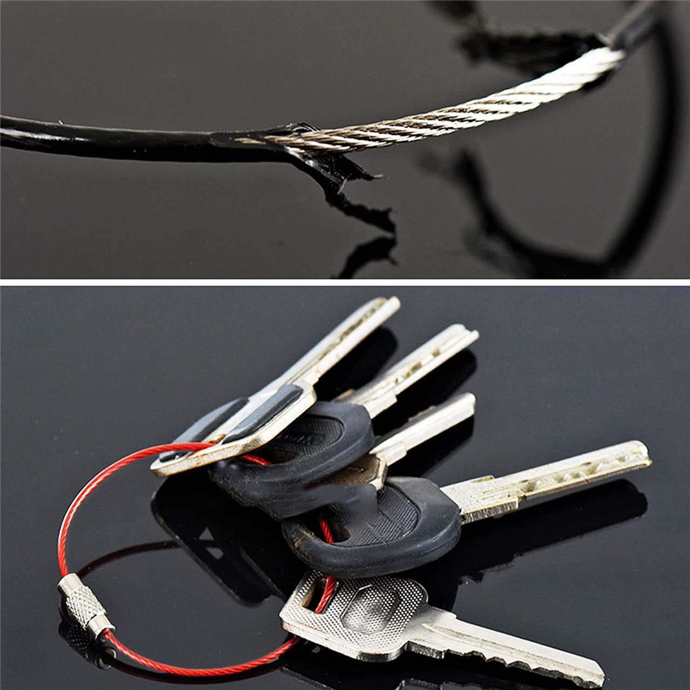 Paquete de 10 cables de llavero de alambre inoxidable multicolor, 6 pulgadas, 1,5mm, bucle de llavero de acero inoxidable, etiquetas de identificación de llavero de colores surtidos