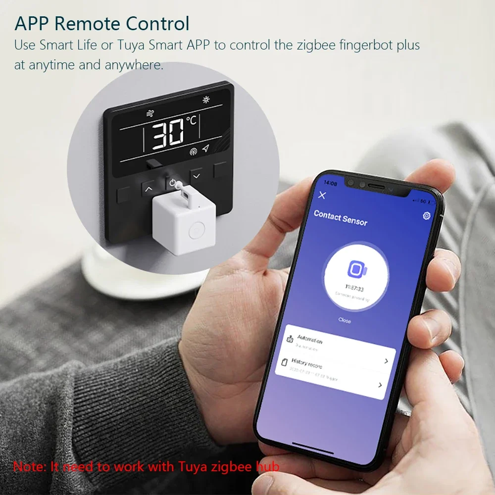 Zigbee Smart Fingerbot Plus interruptor pulsador brazos táctiles Fingerbot Tuya Control de vida inteligente funciona con Gateway Hub Alexa Google