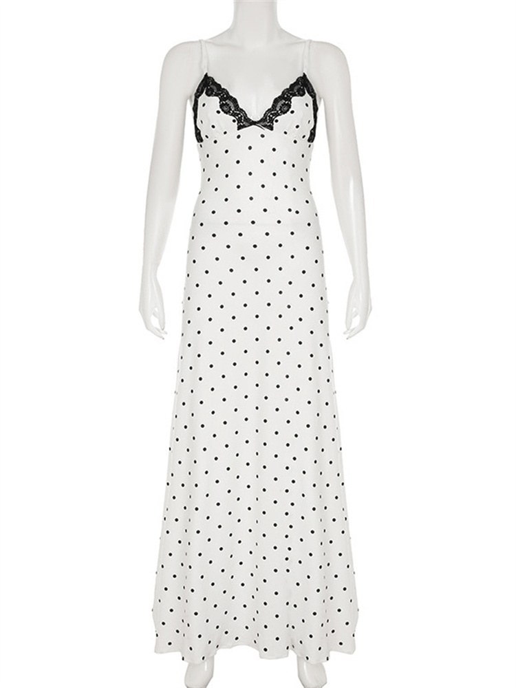 Tossy-Robe longue en dentelle, col en v, patchwork, dos nu, taille haute, slim, spaghetti, pour les abonnés, tenue de soirée, printemps