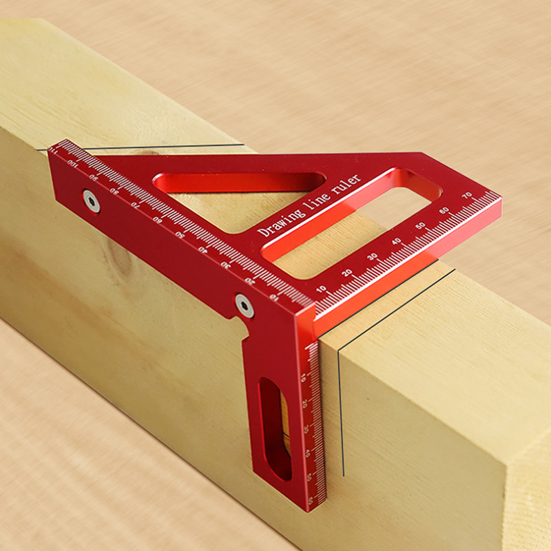 Transportador cuadrado de carpintero, regla triangular de inglete de aluminio, multiángulo 3D, regla de medición de diseño de 45/90 grados
