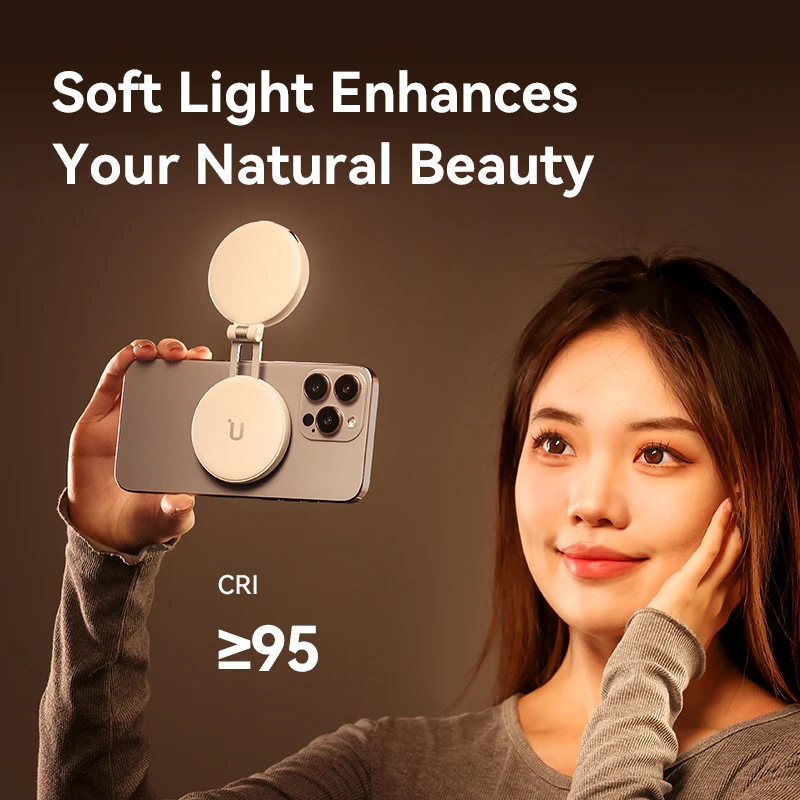 Ulanzi LM19 MagSafe Light Portable Selfie Light for iPhone 16 15 14 13 12 Pro Max Fill Light Phone Stand for Selfie Video Vlog