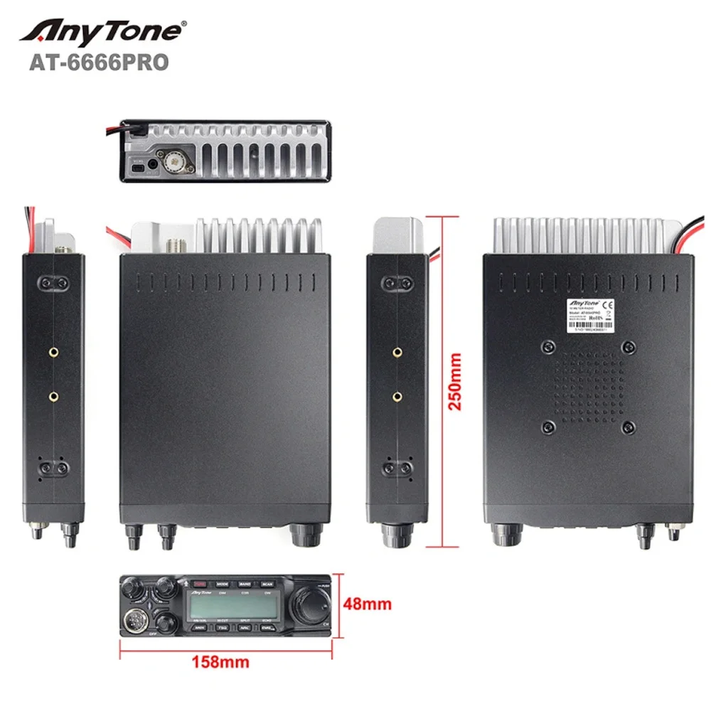 2024 Neues Anytone AT-6666 Pro Ausgang AM 80 W FM50W Hochleistungs-10-Meter-Radio mit AM/FM/SSB/CW/PA 10-Meter-Band für LKW-Fahrer