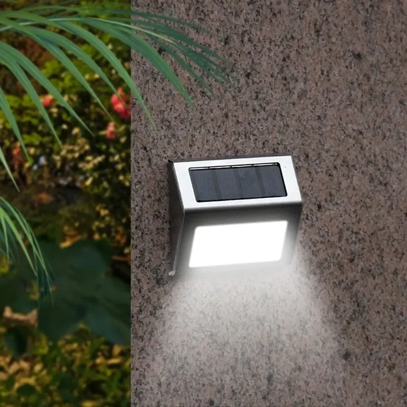 Solarna lampa schodowa ze stali nierdzewnej 3LED Wodoodporna, antykorozyjna i przyjazna dla środowiska lampa ścienna do ogrodzenia ogrodowego