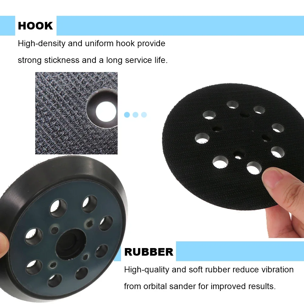 5 Inch 8 Holes Replacement Sanding Pads 1 Pcs Universal Hook and Loop Sander Pad Orbital Backing Plates for Ryobi 030157001018