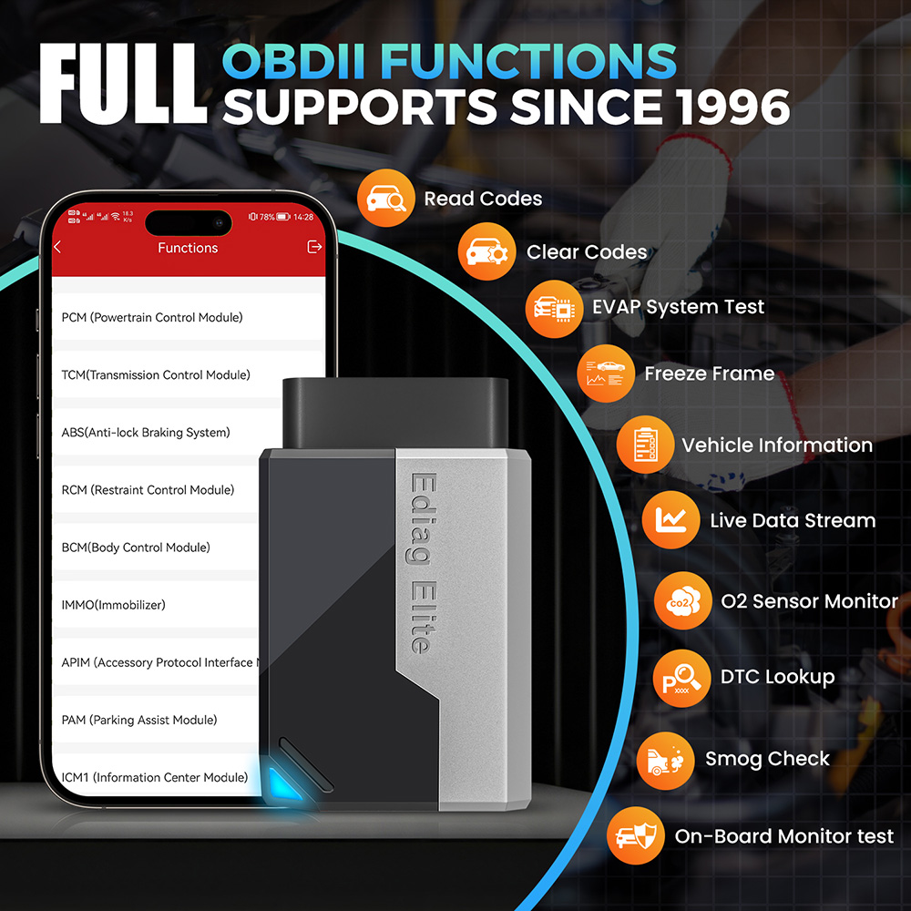 2025 NEW KINGBOLEN EDIAG ELITE OBD2 Scanner All System Car Diagnostic Tool 15 Service Bidirectional Conrol Lifetime Free Update