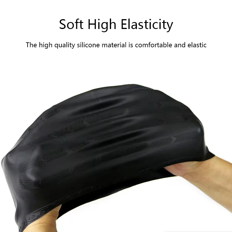 Gorro de natación de silicona duradero profesional con bolsillos para las orejas para adultos y adolescentes, protege el cabello largo y proporciona alta elasticidad