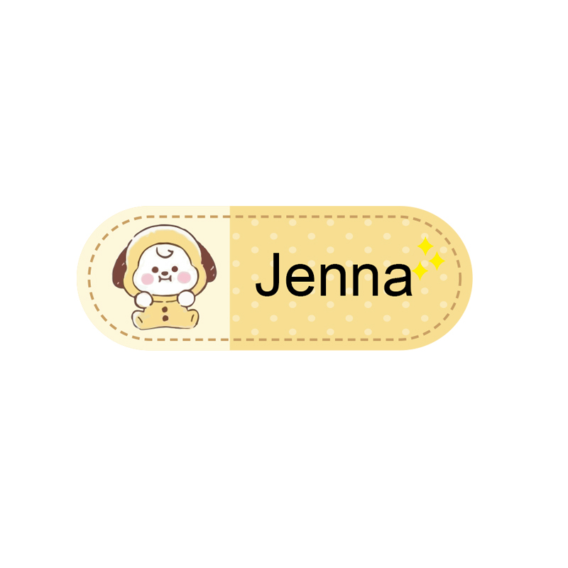 ชื่อสติกเกอร์สําหรับเสื้อผ้ากันน้ําที่กําหนดเอง Kawaii สติกเกอร์ส่วนบุคคลล้างทําความสะอาดได้ป้ายเด็กผ้ารีดผ้าวางแท็ก