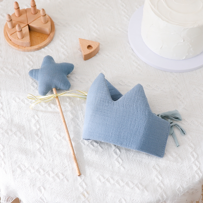 1 Juego de varita mágica de estrella de madera para bebé, sonajero, sombrero, corona, juguete para recién nacido, accesorios de fotografía para fiesta de cumpleaños, regalo para niños