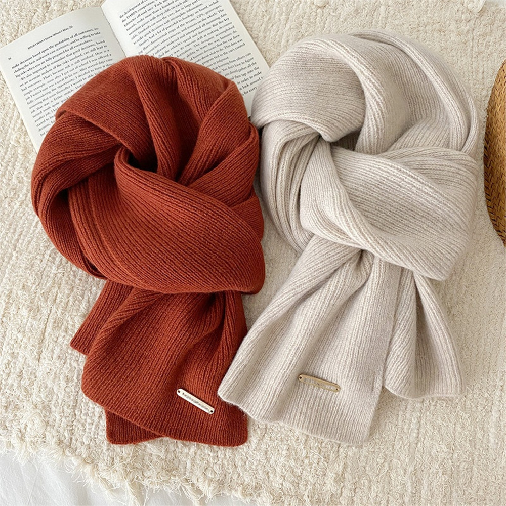 Bufanda larga suave clásica para mujer, chal cálido para invierno, bufanda Unisex de invierno de Color sólido para viajes al aire libre, bufandas de esquí y nieve