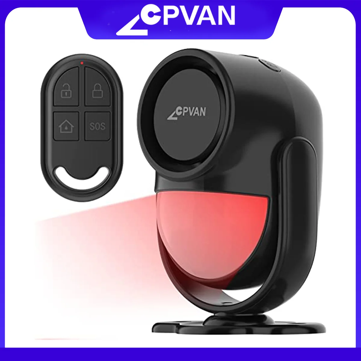 CPVAN Drahtloser 433 MHz Infrarot-Detektor, Bewegungsmelder, Alarm mit Fernbedienung, Heimsicherheit, Einbrecher, Bewegungsmelder, 125 dB