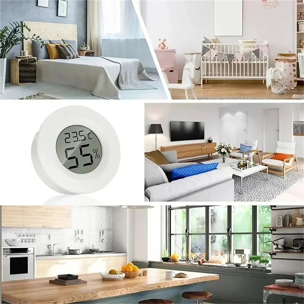 Mini igrometro elettronico circolare per temperatura Display elettronico a LED Termometro per uso domestico per interni Igrometro esterno portatile