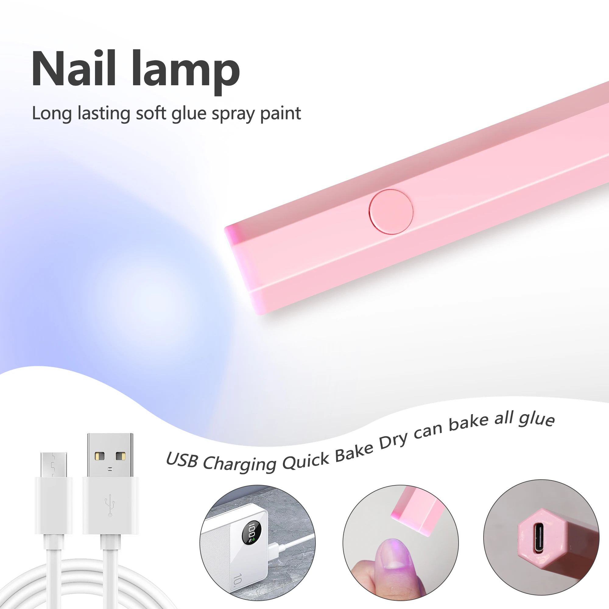 Przenośna ręczna mini lampa do paznokci do wszystkich lakierów żelowych Szybkoschnąca suszarka do paznokci USB Lampa UV LED do paznokci Mini latarka Długopis