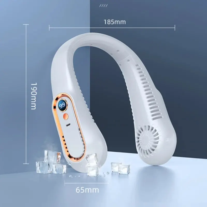 2025 Nuovo ventilatore da soffitto USB ricaricabile portatile piccolo ventilatore studenti ufficio sport display digitale ventilatore da soffitto appeso al collo ventilatore