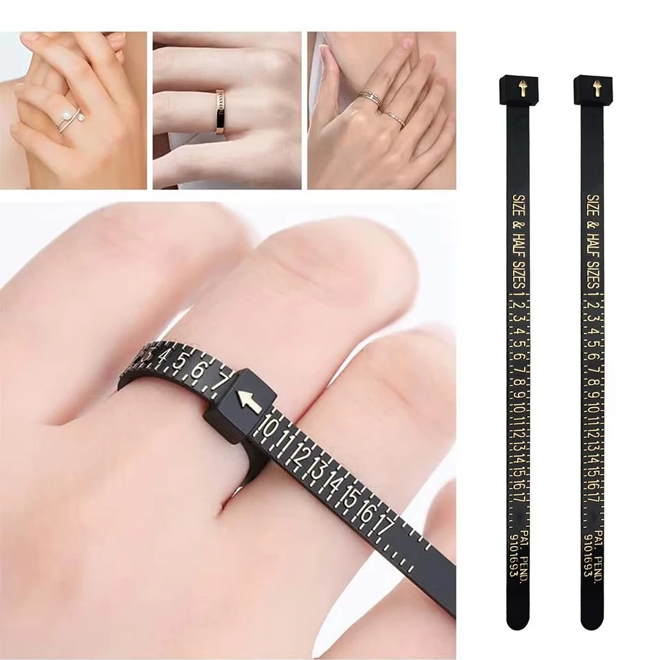 1-17 Set di misurazione del misuratore di anelli di dimensioni USA Strumento di misurazione del misuratore di dimensioni del dito riutilizzabile Strumenti di dimensionamento dei gioielli per il matrimonio