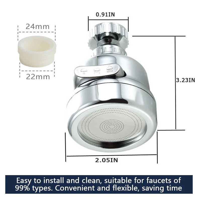 Universal 3 โหมดก๊อกน้ําห้องครัวอะแดปเตอร์ Aerator หัวฝักบัวความดันบ้านน้ํา Bubbler Splash FILTER TAP หัวฉีด CONNECTOR