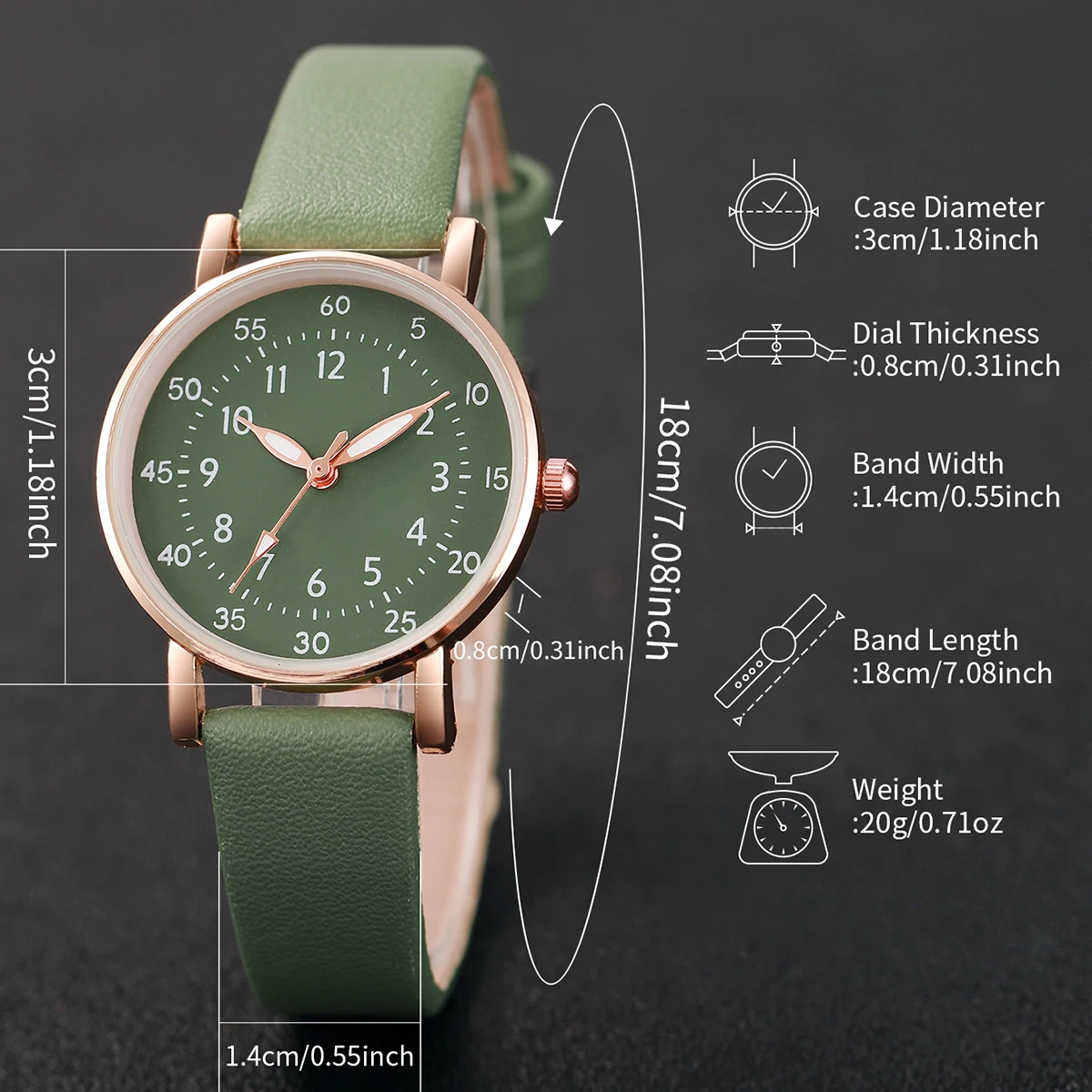 2 ชิ้น/เซ็ตนาฬิกาผู้หญิงแฟชั่นภาษาอาหรับ Dial หนัง Band นาฬิกาควอตซ์สร้อยข้อมือดอกไม้ชุด