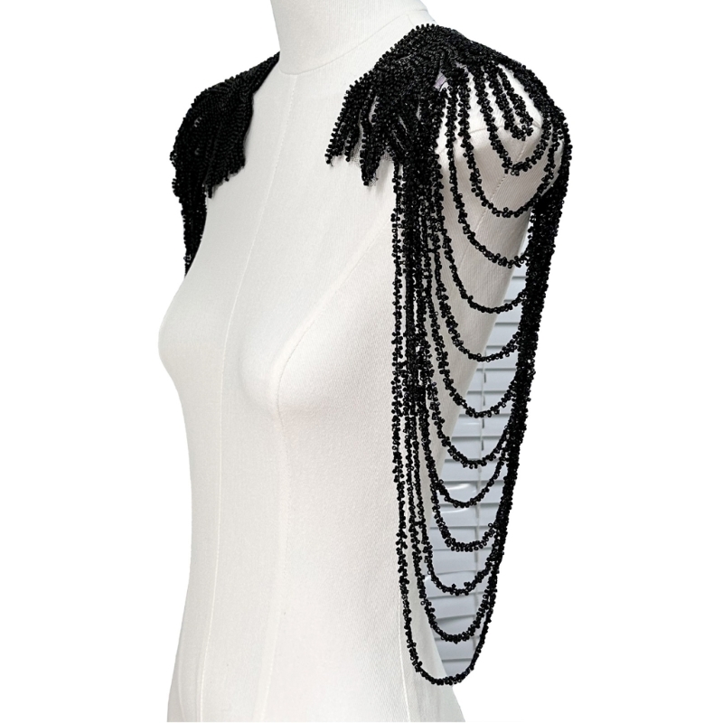 1 Paar Pailletten-Perlen-Uniform-Schulterklappen, Party-Kostüm-Schulterklappen, glitzernde Schulterwickel-Schulterklappen für