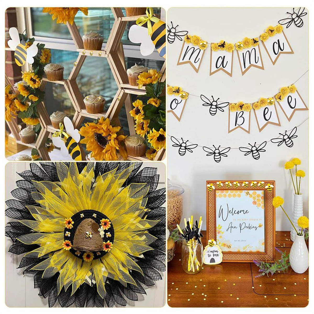 BABQ 120PCS Bumble-Bee Decor, Resin Honey Bees for Crafts, Small Plastic Bees Ornaments for Decorations