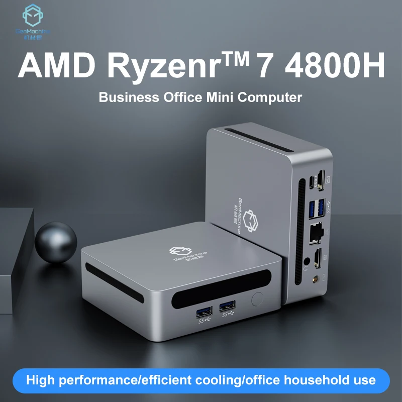 GenMachine Новый AMD Ryzen 7 4800H Windows 10/11 МИНИ-ПК DDR4 MAX 64 ГБ 65 Вт WIFI6 (2,4 ГБ/с) RTL8852, BT5,2 4,2 ГГц Настольный игровой ПК