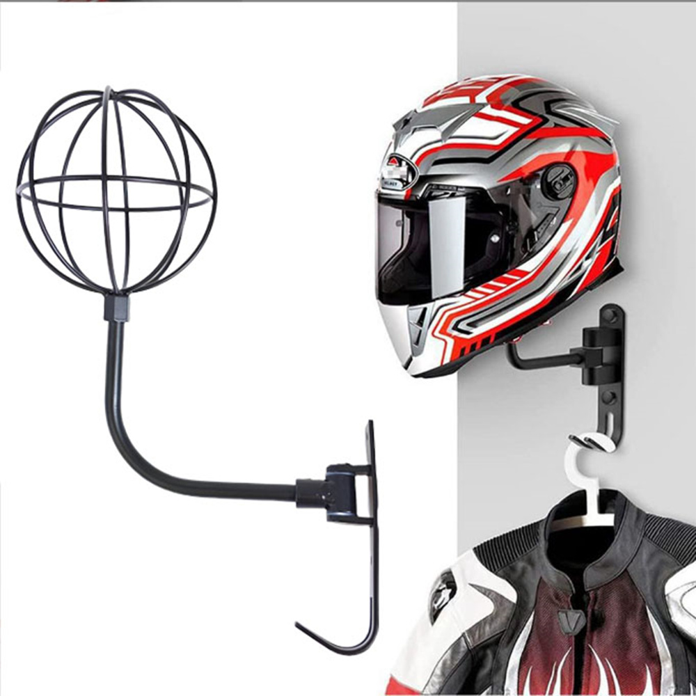 2024 Uchwyt na kask motocyklowy Uchwyt ścienny Obrotowy uniwersalny wieszak na kask z haczykami Stalowy stojak na kask do przechowywania płaszczy