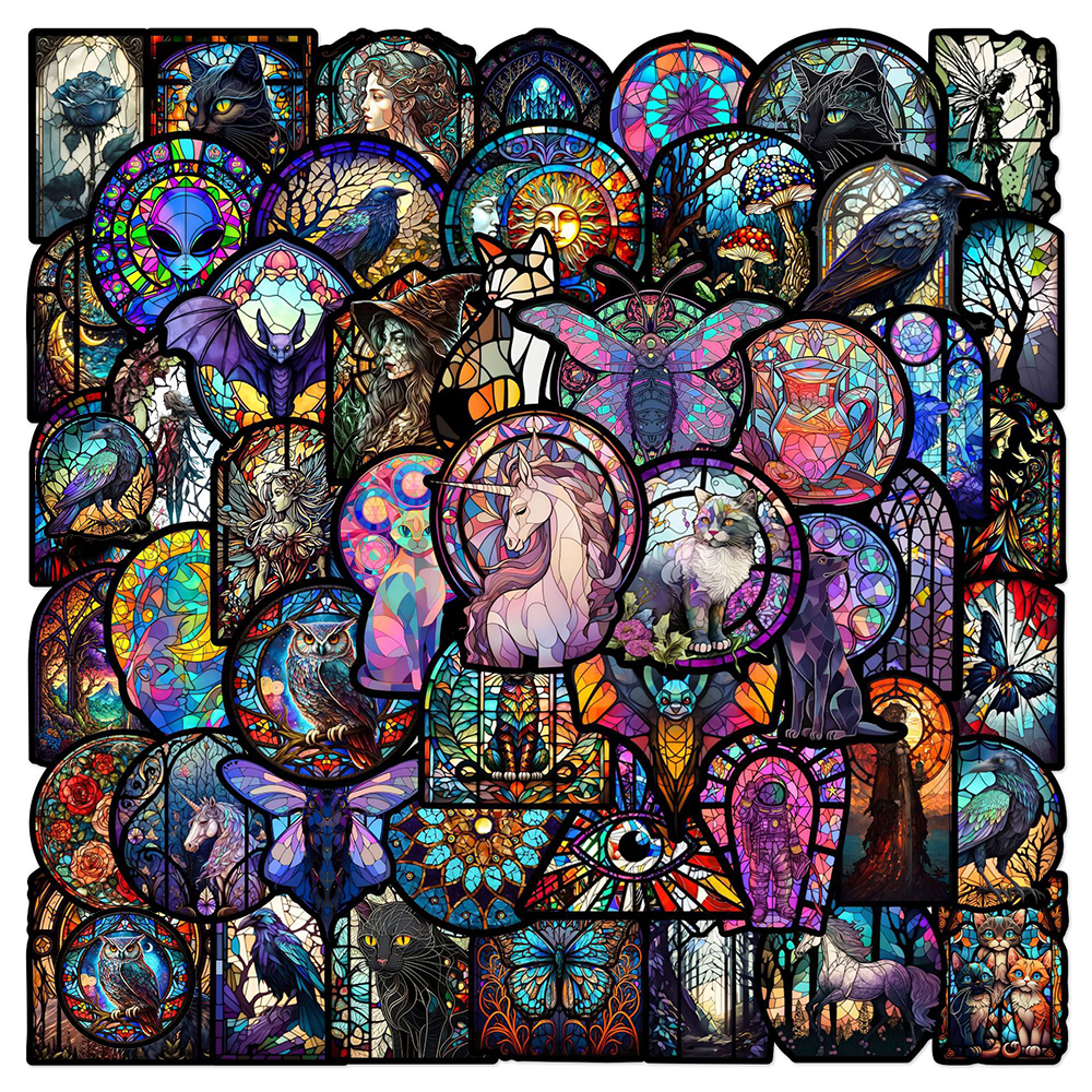 10/30/50 個ガラススタイルカラフルな漫画落書きステッカースケートボード冷蔵庫ギターラップトップオートバイ旅行クールデカールステッカー